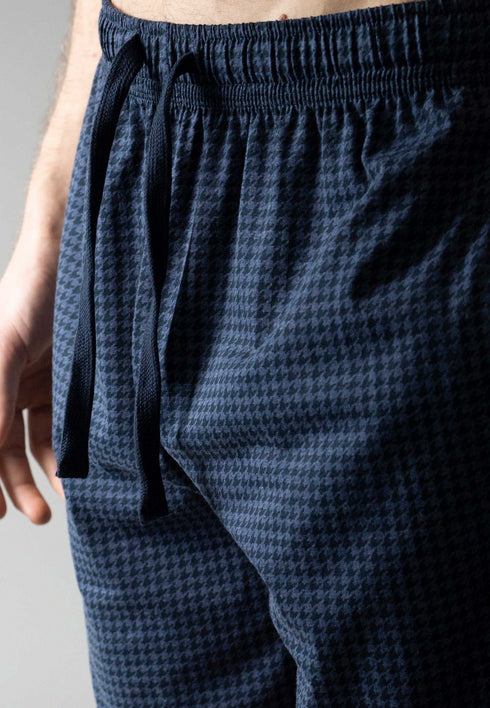 CECEBA Men’s 100% Cotton Blue Check Long  Cotton Checked Lounge & Sleep Pants 31046